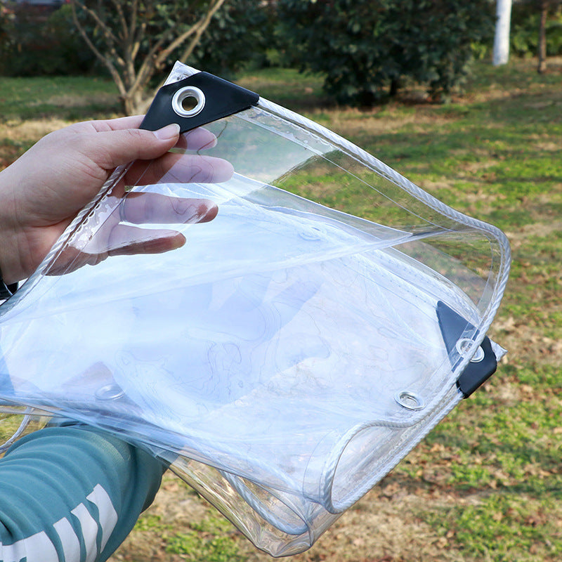 High-Quality Waterproof PVC Tarpaulin (420g/m² Transparent, Upgraded Grommets, Outdoor Windproof/Rainproof)