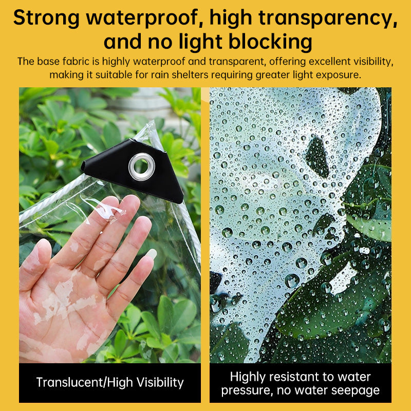 High-Quality Waterproof PVC Tarpaulin (420g/m² Transparent, Upgraded Grommets, Outdoor Windproof/Rainproof)