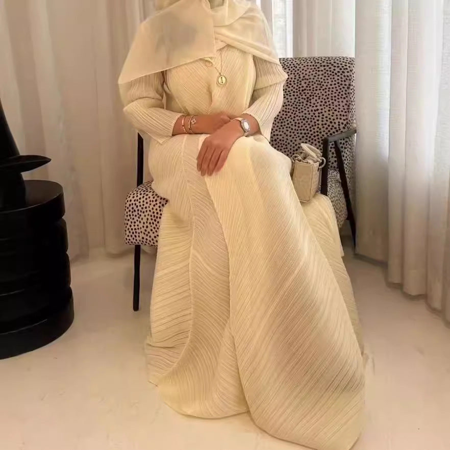 Middle Eastern women's clothing Dubai robe dress women's plus size floral bud skirt high-end apricot long skirt