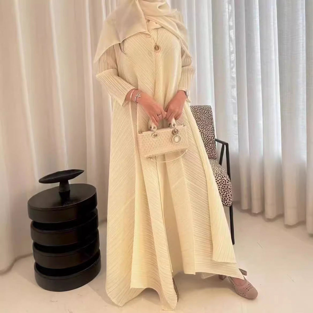 Middle Eastern women's clothing Dubai robe dress women's plus size floral bud skirt high-end apricot long skirt