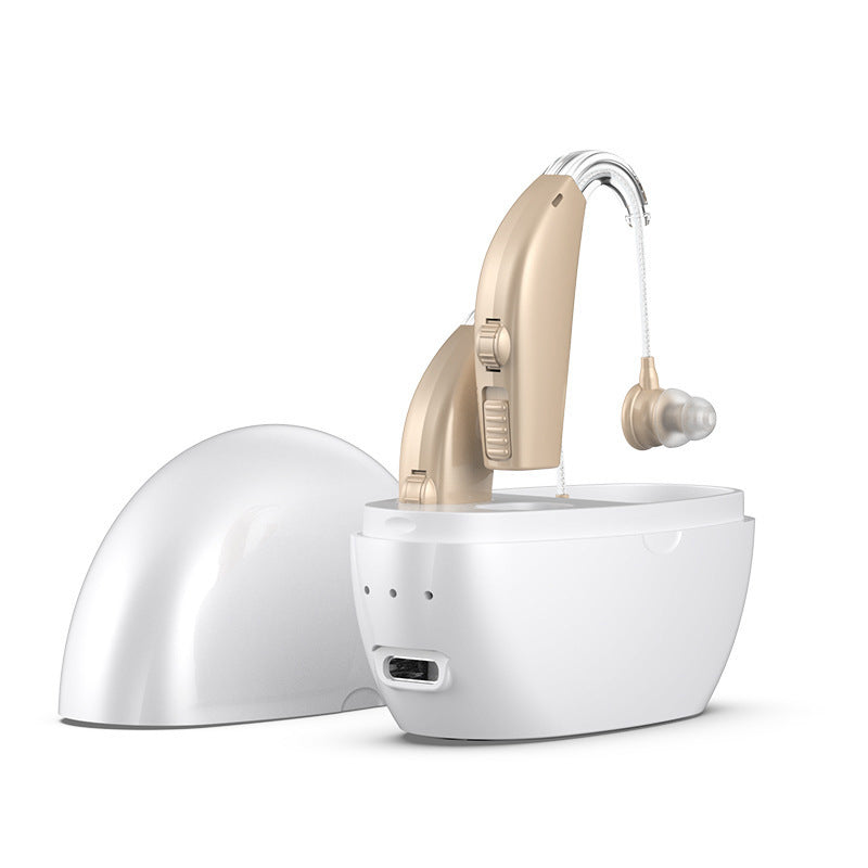 Portable Dual-Ear Hearing Aids with Amplifier and Rechargeable Function