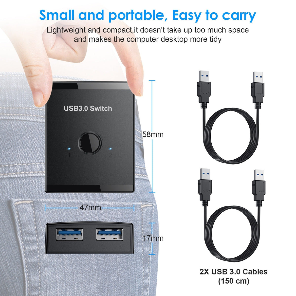 USB 3.0 Bidirectional Switcher Private Mode 2-in-1/1-in-2-in-1/2-in-1 Printer Sharer Distributor
