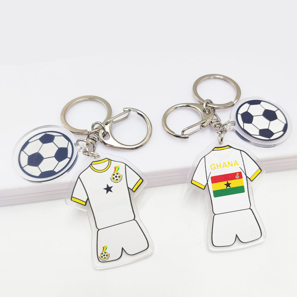 Qatar Football World Cup Souvenir Germany France Flag Key Chain Acrylic Jersey With Football Pattern Pendant
