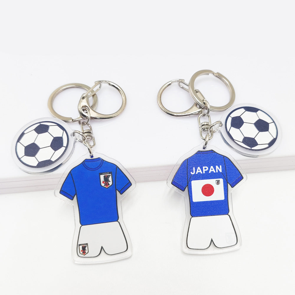 Qatar Football World Cup Souvenir Germany France Flag Key Chain Acrylic Jersey With Football Pattern Pendant