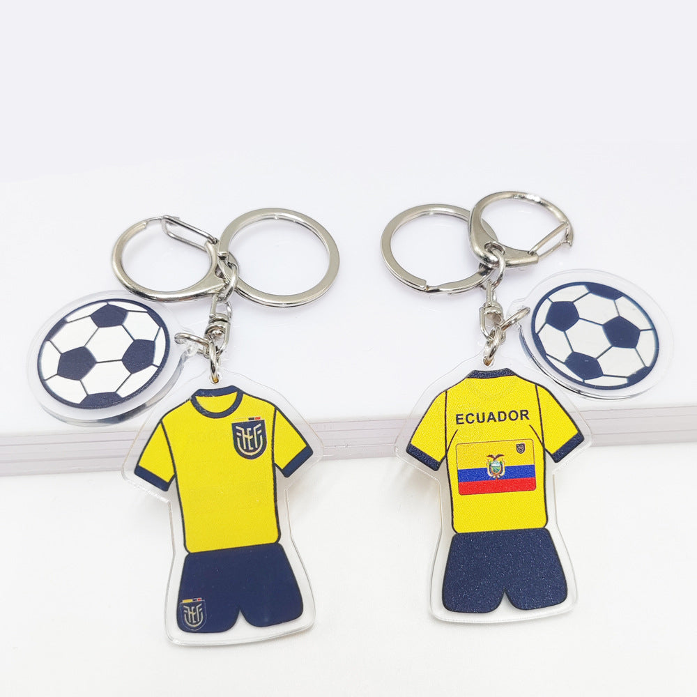 Qatar Football World Cup Souvenir Germany France Flag Key Chain Acrylic Jersey With Football Pattern Pendant