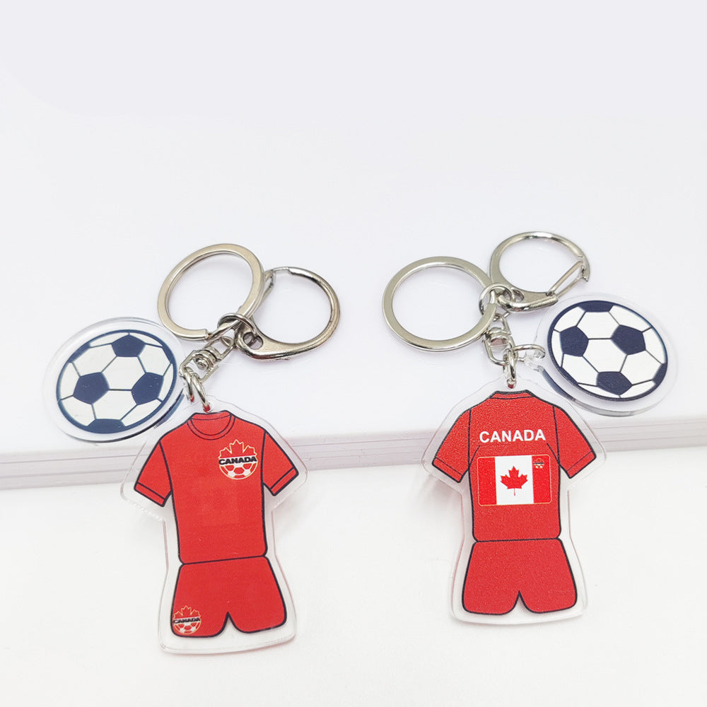 Qatar Football World Cup Souvenir Germany France Flag Key Chain Acrylic Jersey With Football Pattern Pendant