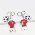 Qatar Football World Cup Souvenir Germany France Flag Key Chain Acrylic Jersey With Football Pattern Pendant