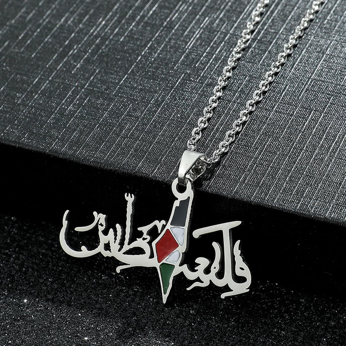 Fashion State of Palestine Map Flag Pendant Necklace Stainless Steel Gold Silver Color Men Women Ethnic Maps Jewelry Gift