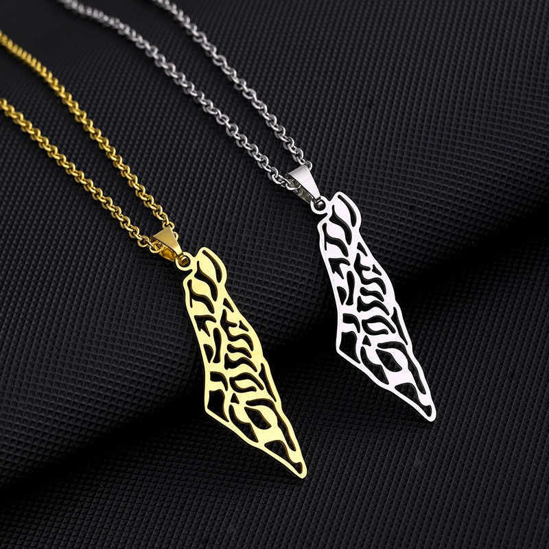 Palestine Map Pendant Necklace Universal Geometric Shape for Men and Women