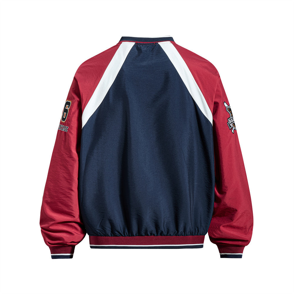 Color blocked raglan V-neck baseball jersey