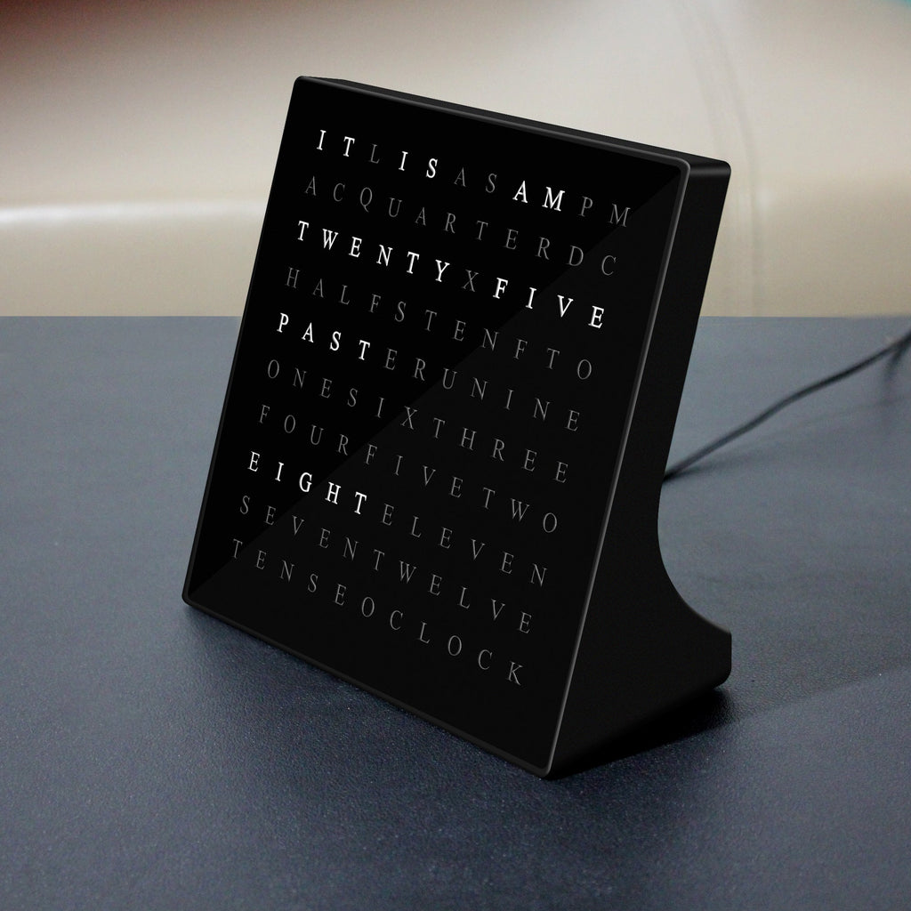 Alphabet Digital Word Clock, Light-Up Desk & Wall Clock, Modern Time Display, Shelf or Wall Decor for Home Office, Living Room, Kitchen & Bedroom, Housewarming Gift, Holiday Gifts