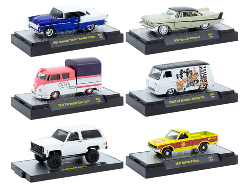 "Auto-Thentics" 6 piece Set Release 99 IN DISPLAY CASES Limited Edition 1/64 Diecast Model Cars by M2 Machines