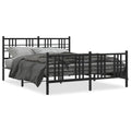 Metal Bed Frame without Mattress with Footboard Black 59.1"x78.7