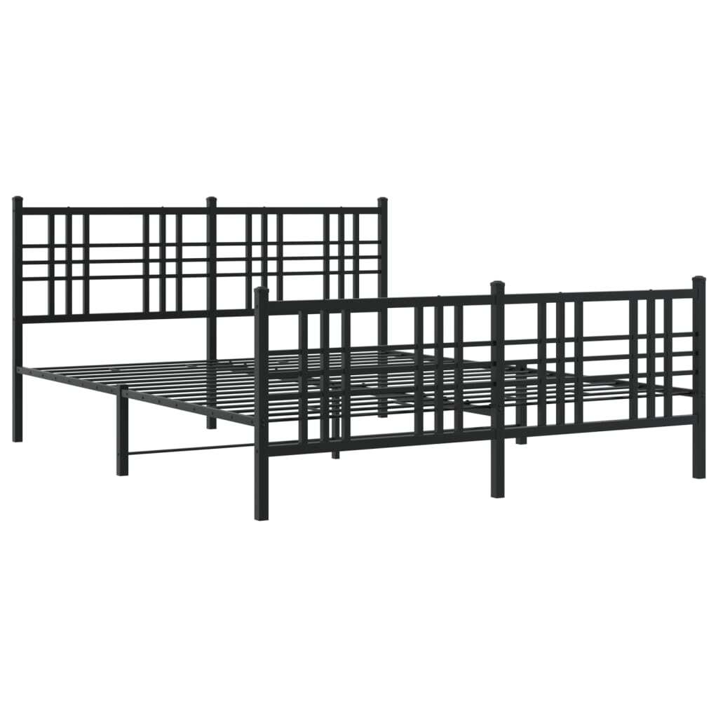 Metal Bed Frame without Mattress with Footboard Black 59.1"x78.7