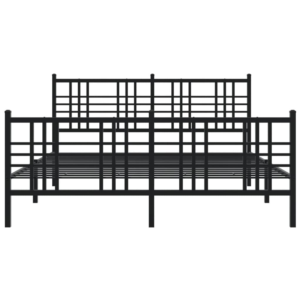Metal Bed Frame without Mattress with Footboard Black 59.1"x78.7
