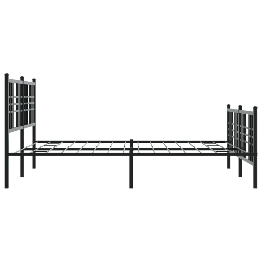 Metal Bed Frame without Mattress with Footboard Black 59.1"x78.7