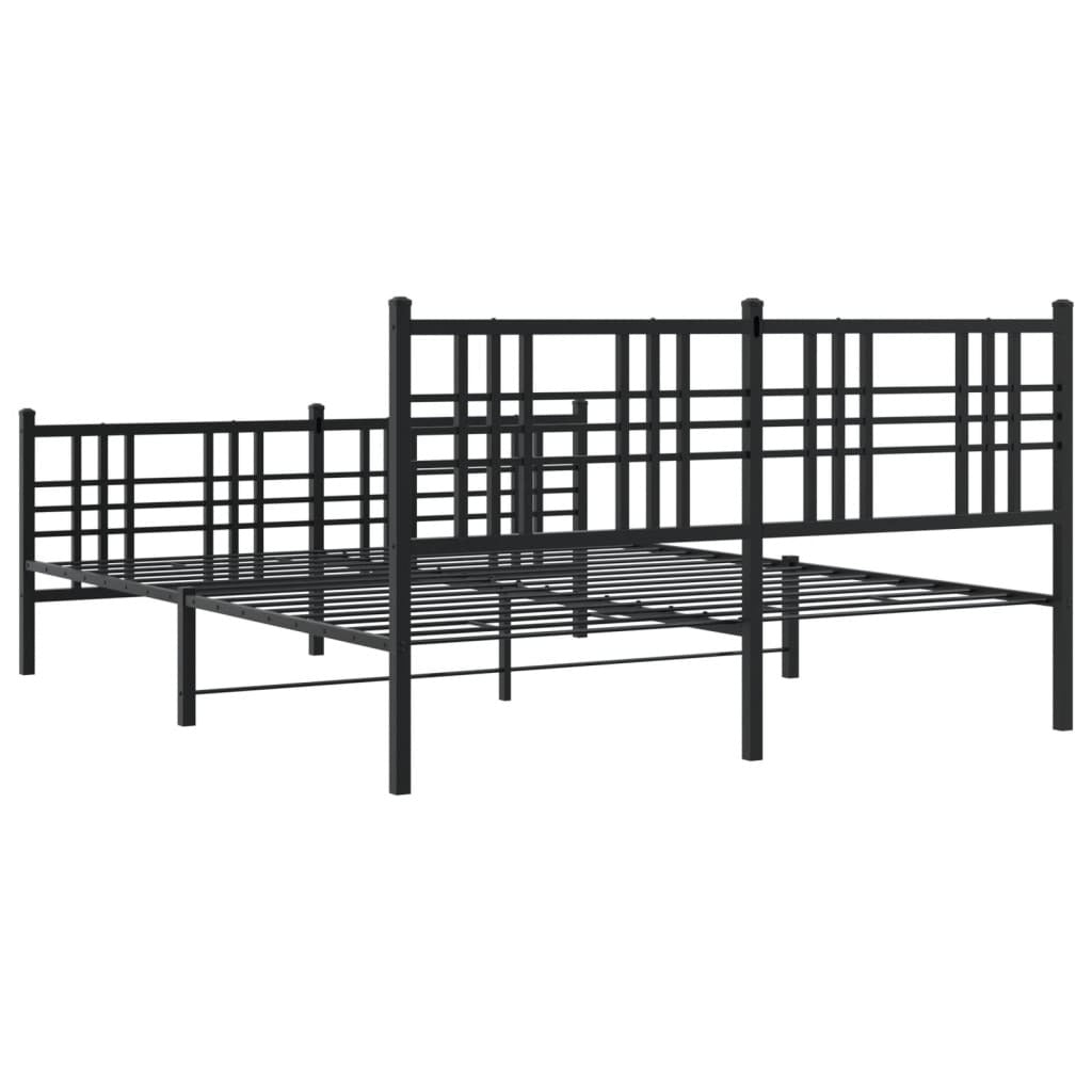 Metal Bed Frame without Mattress with Footboard Black 59.1"x78.7