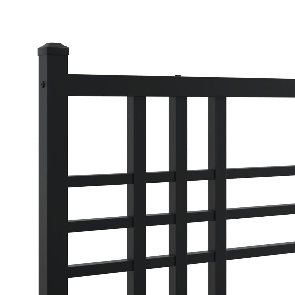 Metal Bed Frame without Mattress with Footboard Black 59.1"x78.7