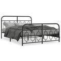 Metal Bed Frame without Mattress with Footboard Black 59.1"x78.7