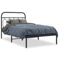 Metal Bed Frame without Mattress with Headboard Black 39.4"x78.7