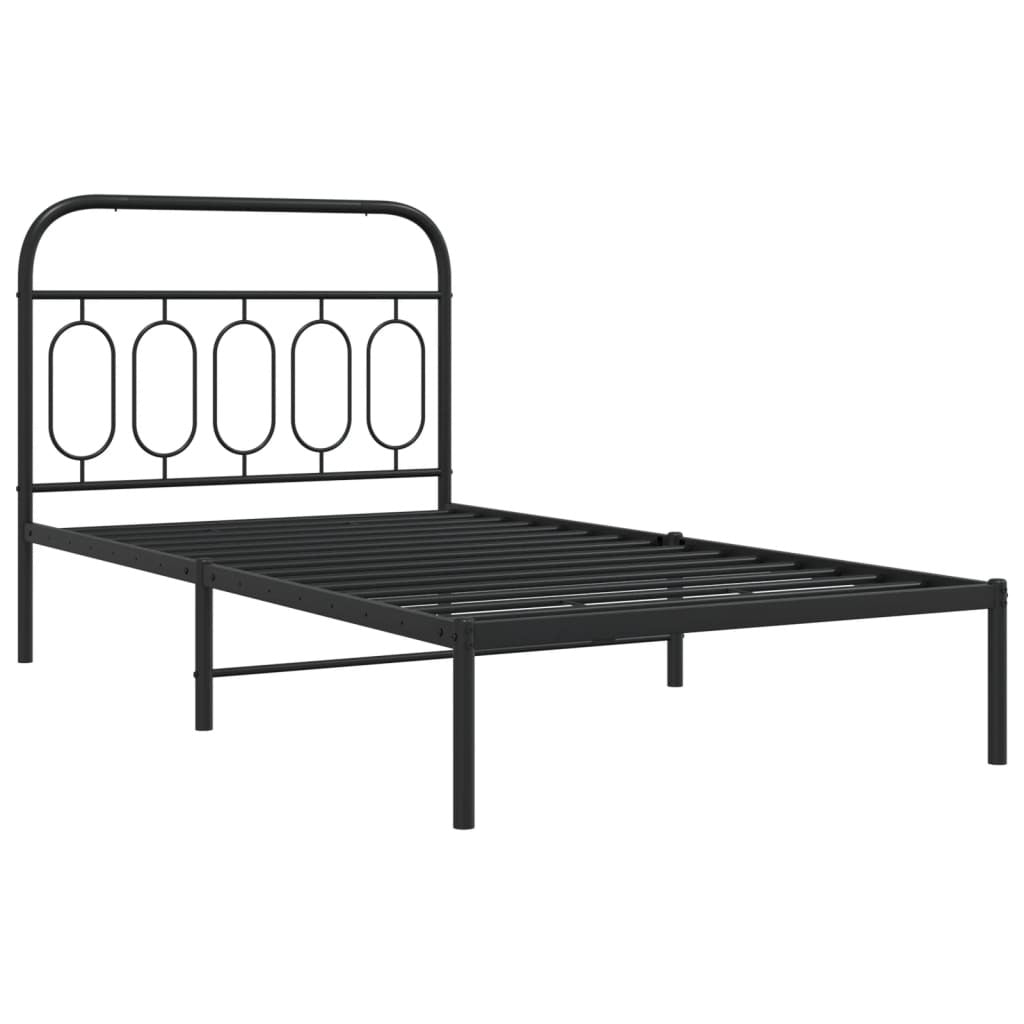 Metal Bed Frame without Mattress with Headboard Black 39.4"x78.7