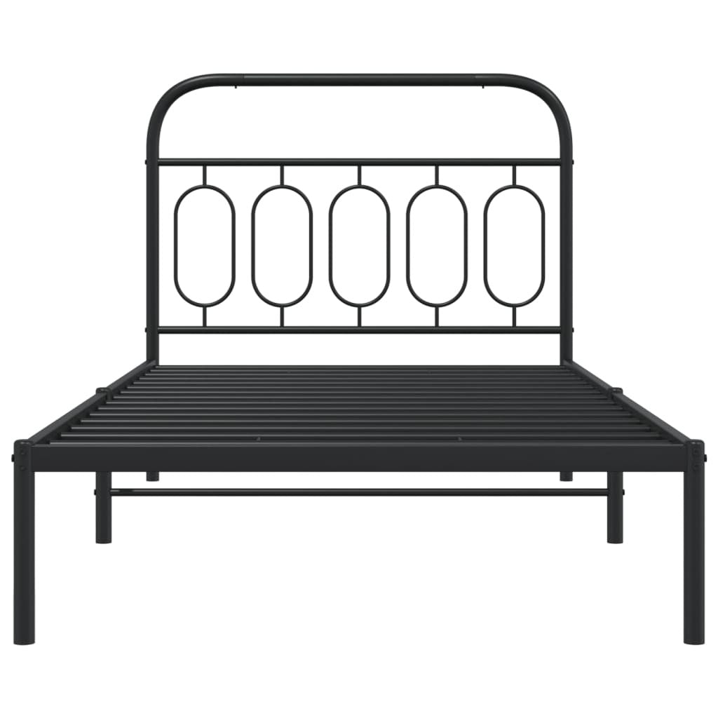 Metal Bed Frame without Mattress with Headboard Black 39.4"x78.7