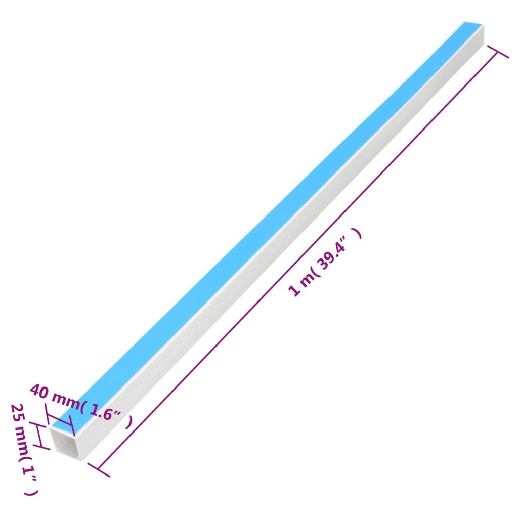 Cable Trunking Self-Adhesive 1.6"x1" 32.8'PVC