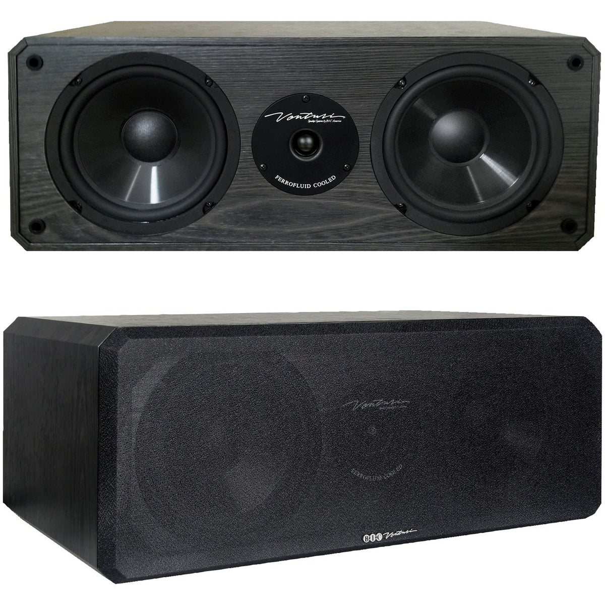 BIC America DV62CLR-S Venturi DV62CLR-S 3-Driver Indoor 2-Way Center Channel Speaker, 175 Watts, Black