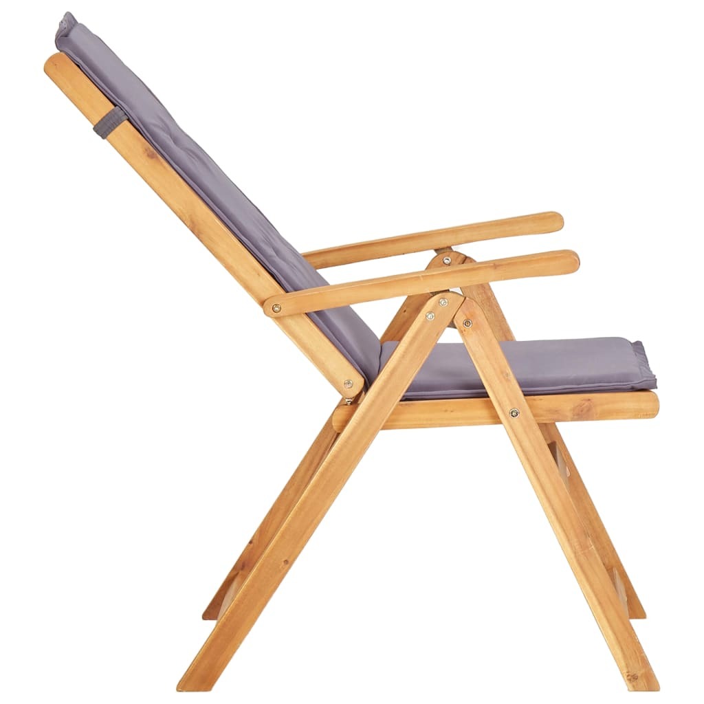 Reclining Patio Chairs 2 pcs Brown Solid Acacia Wood
