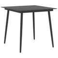 Patio Dining Table Black 31.5"x31.5"x29.1" Steel and Glass