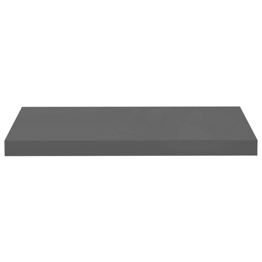 Floating Wall Shelves 2 pcs High Gloss Gray 23.6"x9.3"x1.5" MDF