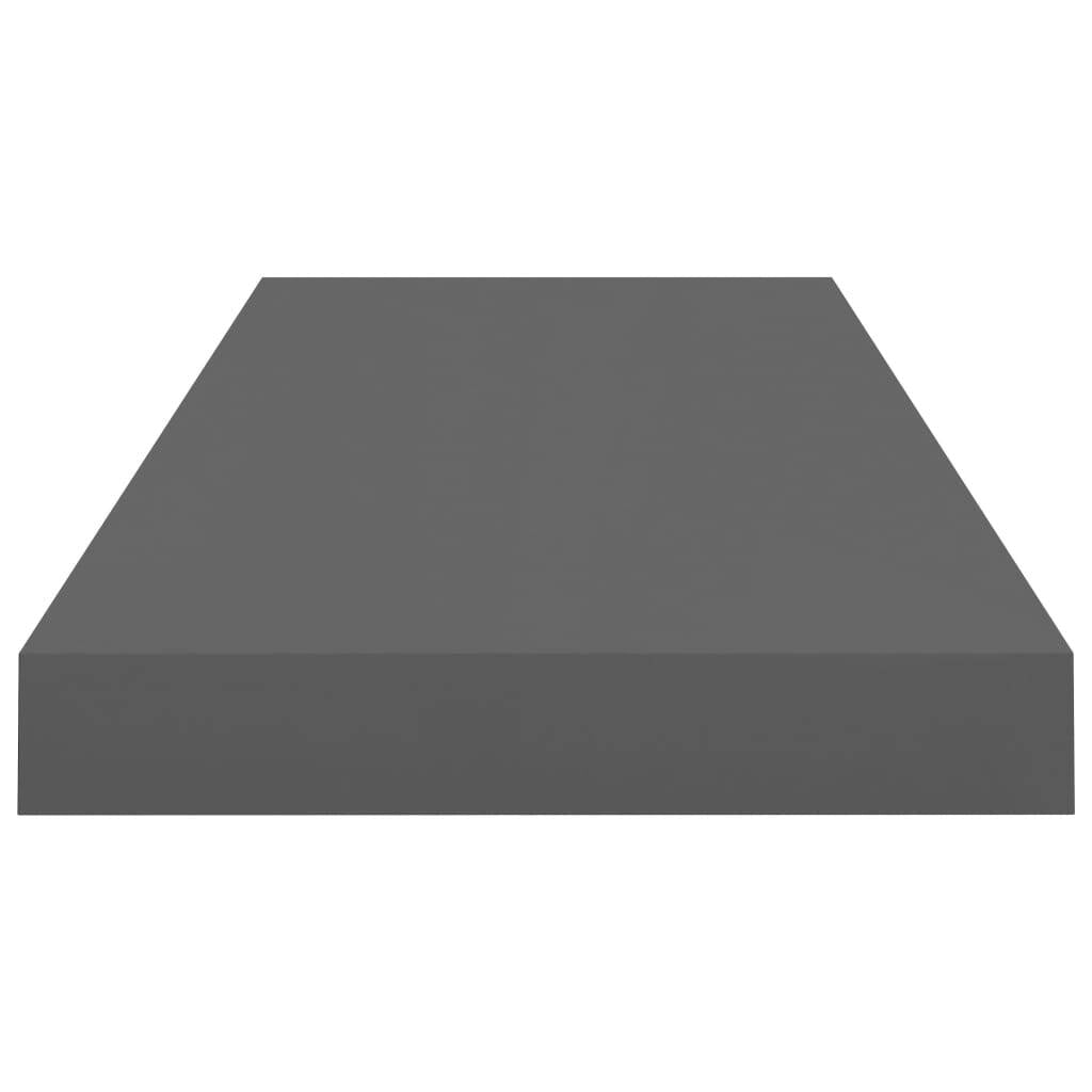 Floating Wall Shelves 2 pcs High Gloss Gray 23.6"x9.3"x1.5" MDF