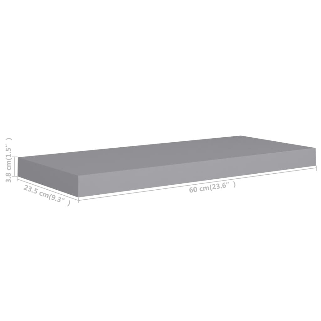 Floating Wall Shelves 4 pcs Gray 23.6"x9.3"x1.5" MDF