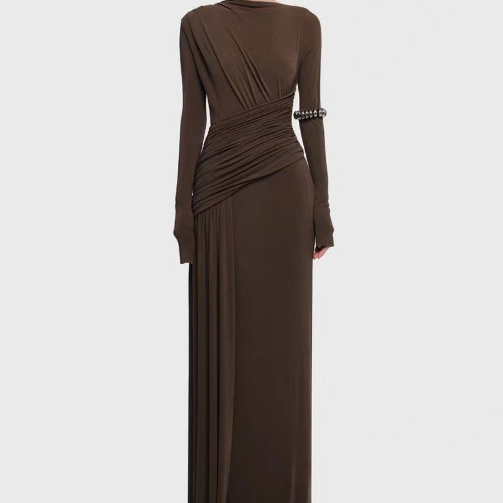 Asymmetric Draped Evening Gown(MS220)