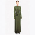 Asymmetric Draped Evening Gown(MS220)