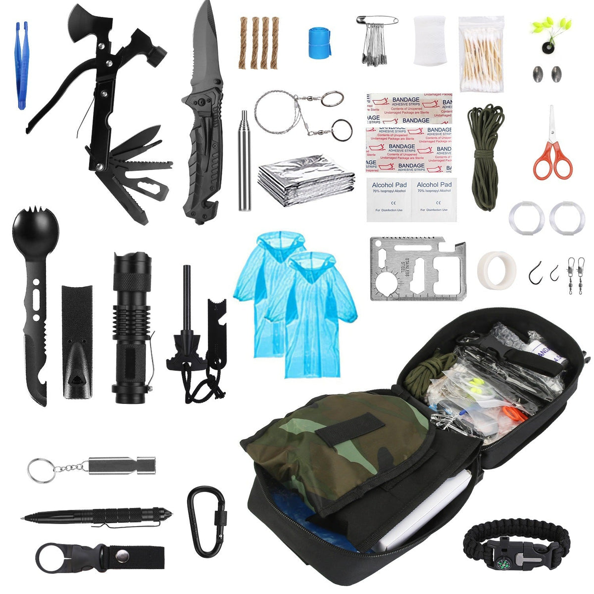 121Pcs Survival Kits Professional Emergency Survival Gear Tactical First Aid Kit Supplies for Outdoor Adventure Camping Hiking Hunting