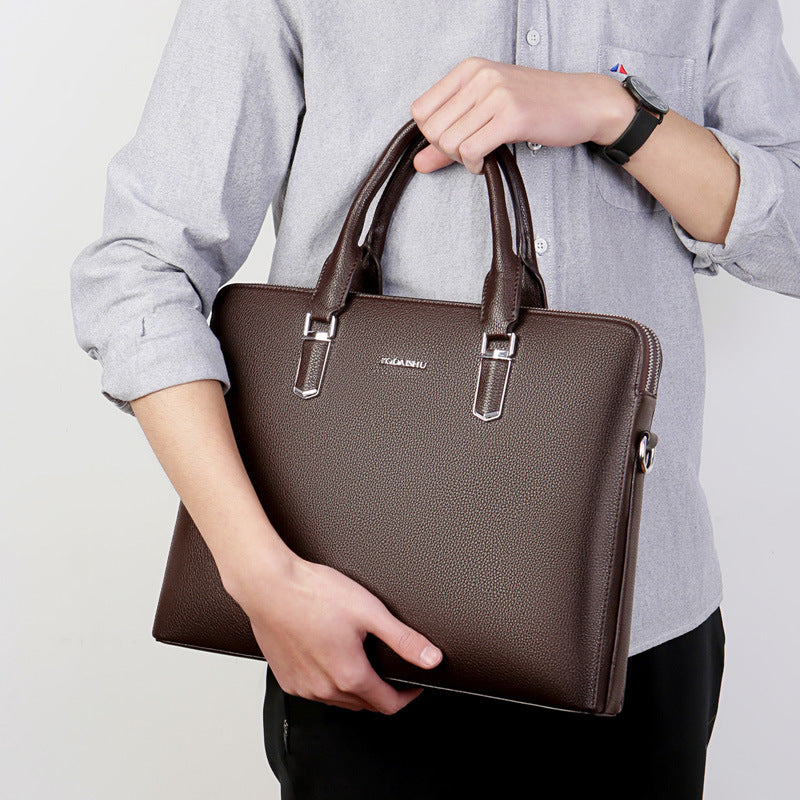 Men's Double Pull Leather Business Bag
