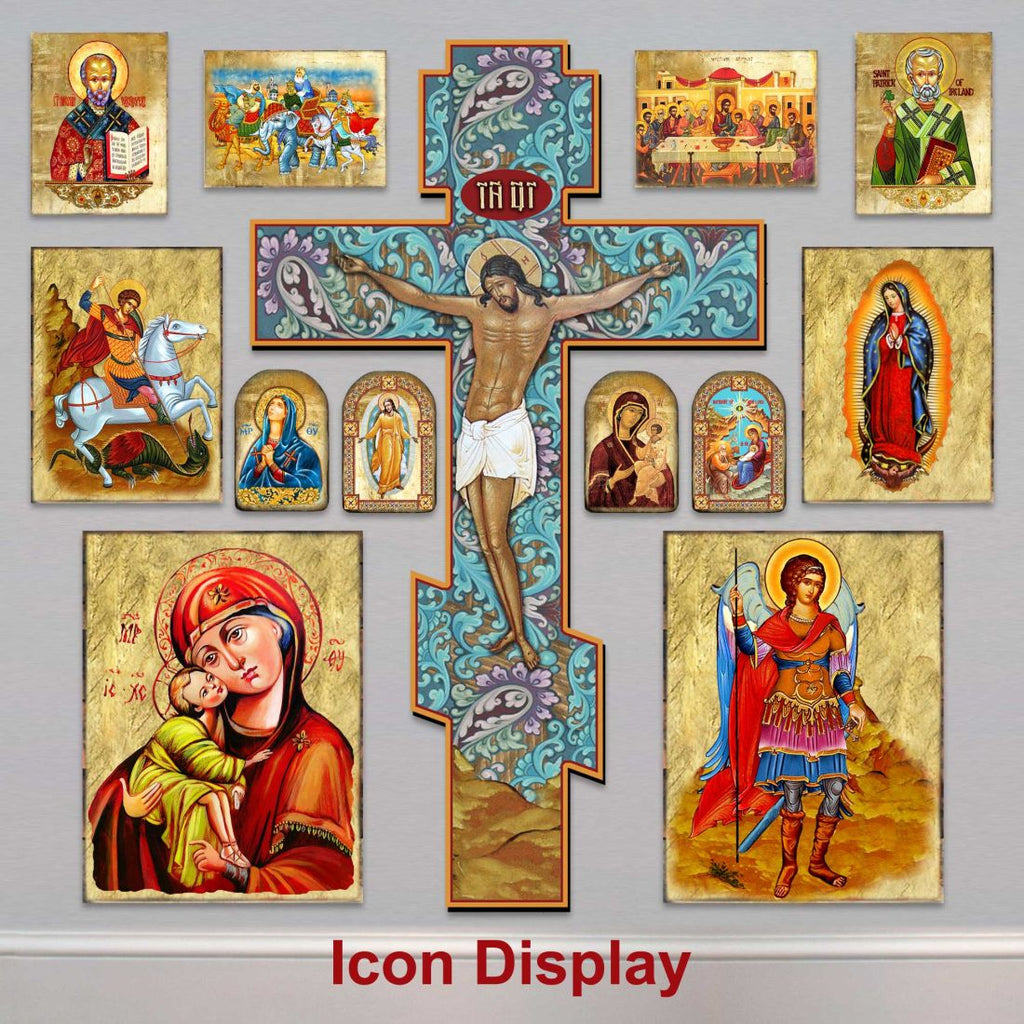Crucifixion Cross Wooden Gold Plated Religious Christian Sacred Icon - Inspirational Icon Decor - 86058