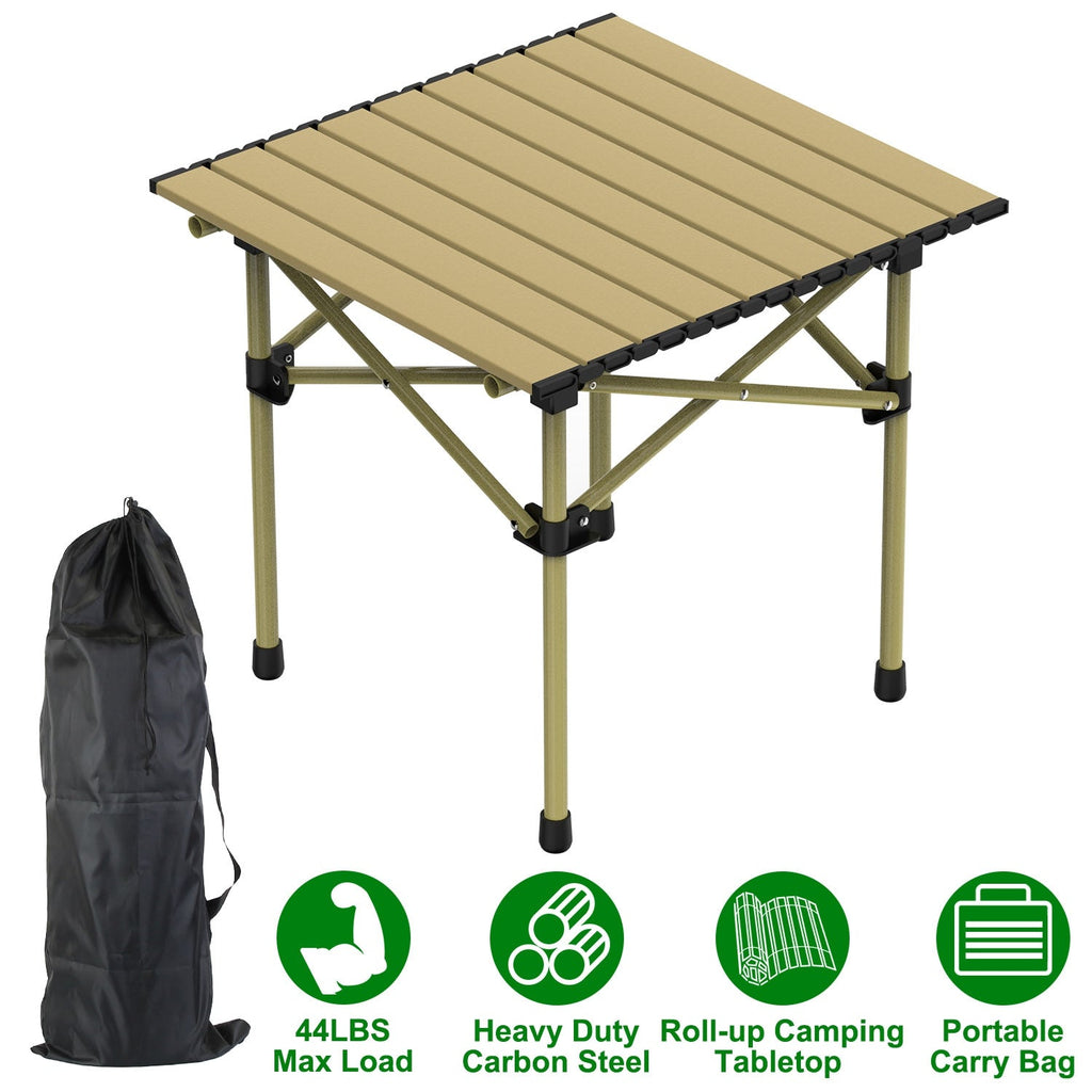 Folding Camping Table Portable Lightweight Carbon Steel Roll-up Picnic BBQ Desk with Carry Bag Heavy Duty for Outdoor Beach Backyard Party Patio Campi