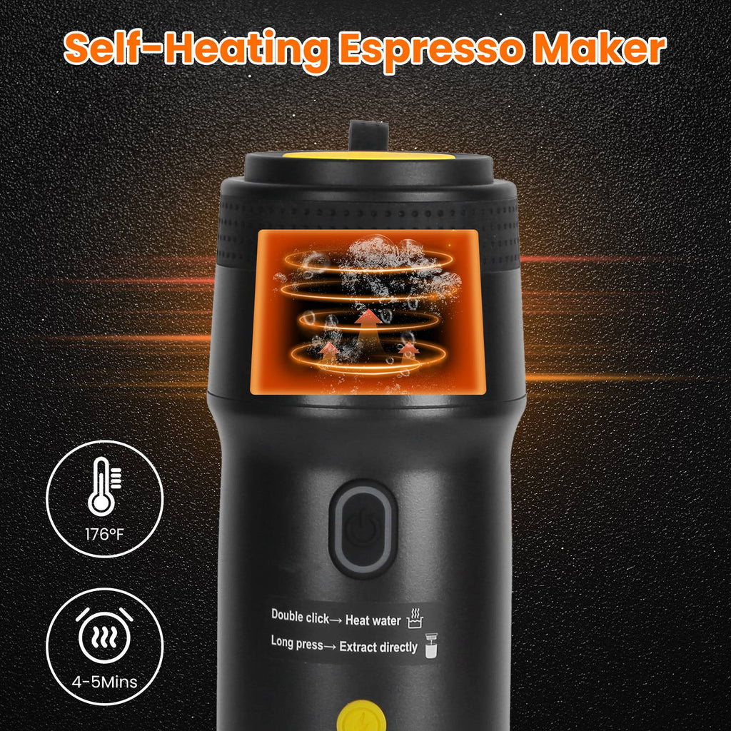 Portable Espresso Maker – Cordless Self-Heating Coffee Machine for Travel & Car