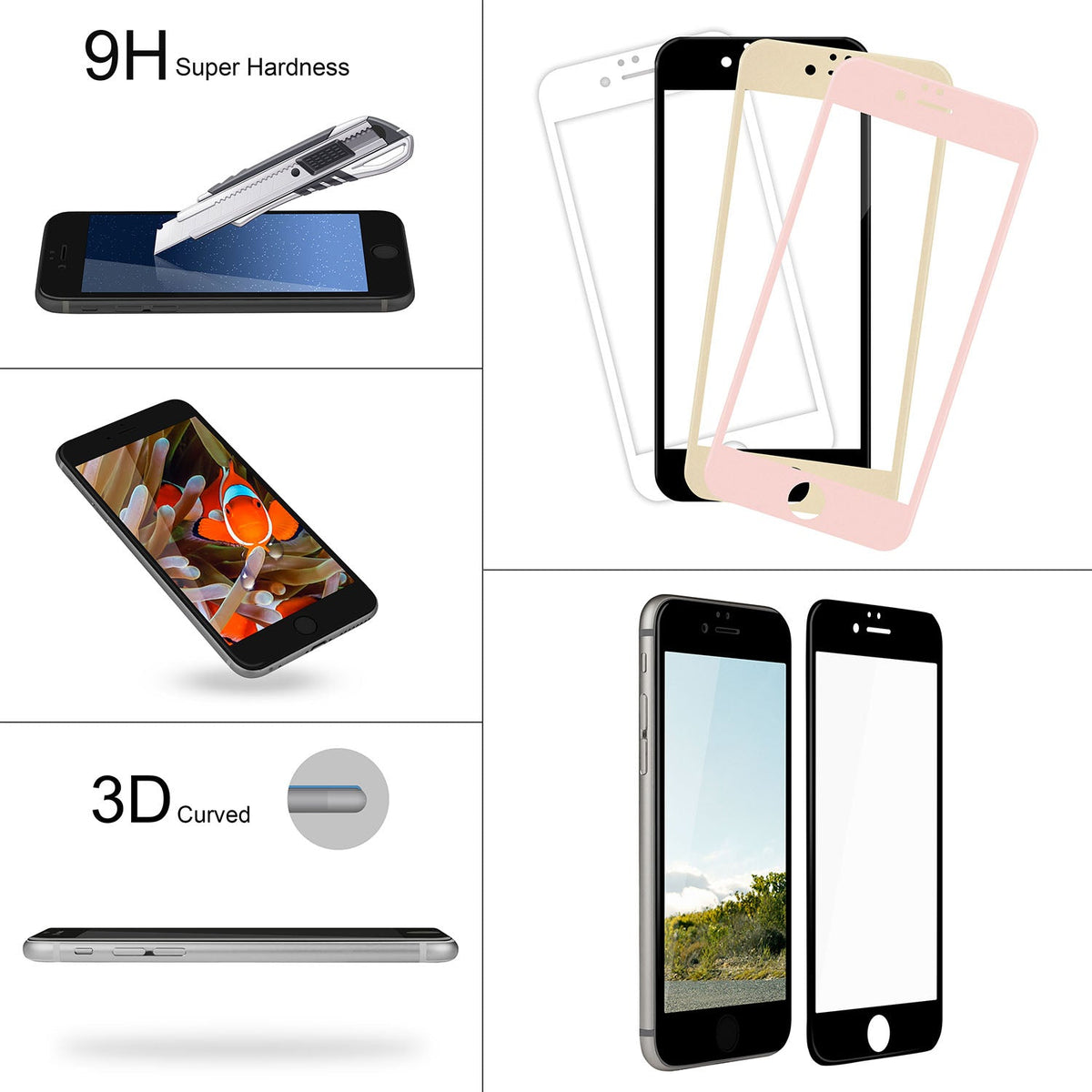 3D Curved Tempered Glass Full Cover Screen Protector for Apple iPhone 7