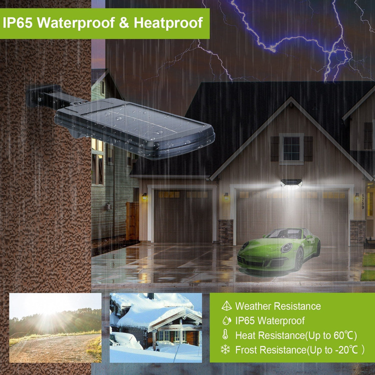 Solar Powered Wall Lights Outdoor 100LED Beads Motion Sensor Lamp IP65 Waterproof 3 Modes Sensor Light W/ Remote Control For Street Front Door Deck