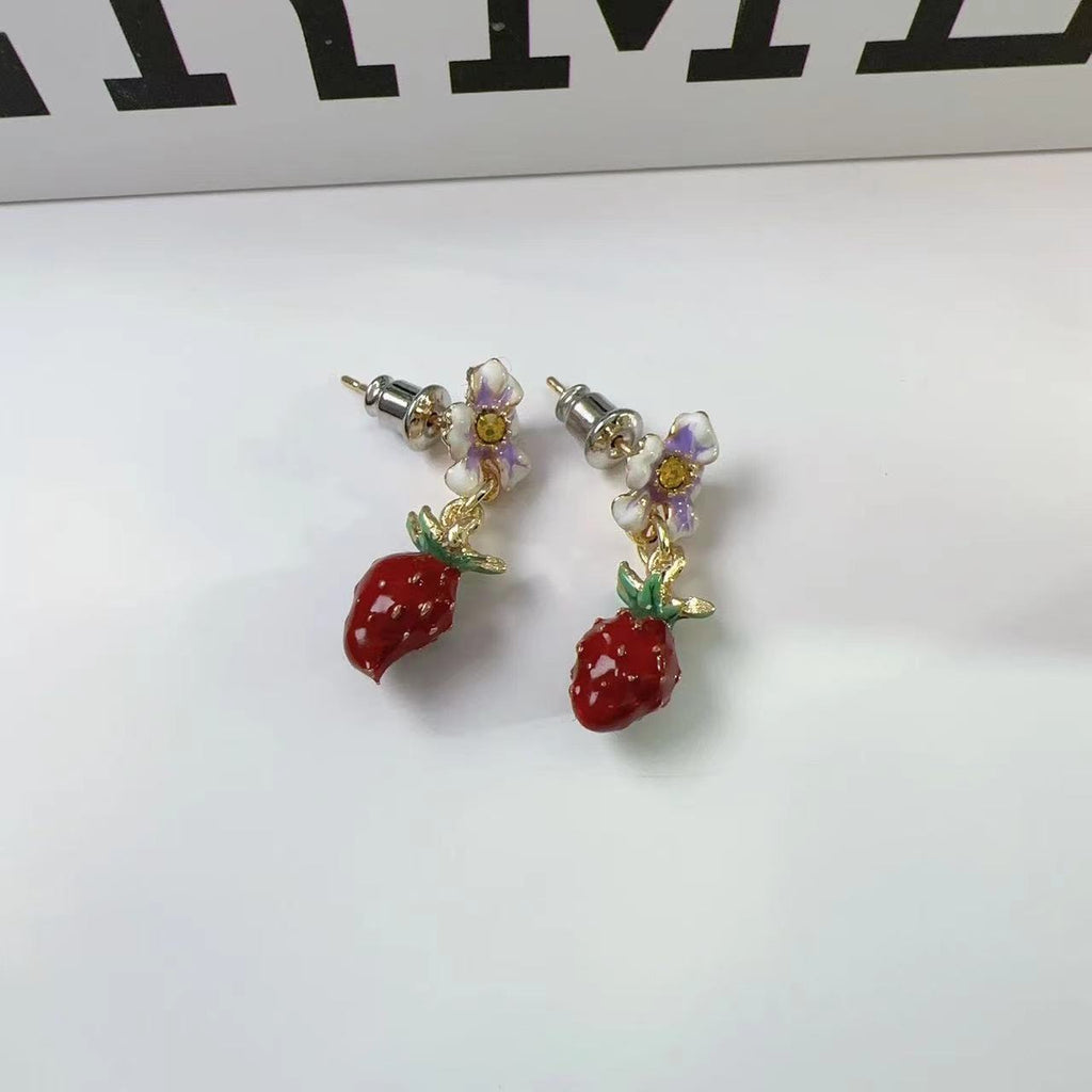 Strawberry Flower Stud Earrings