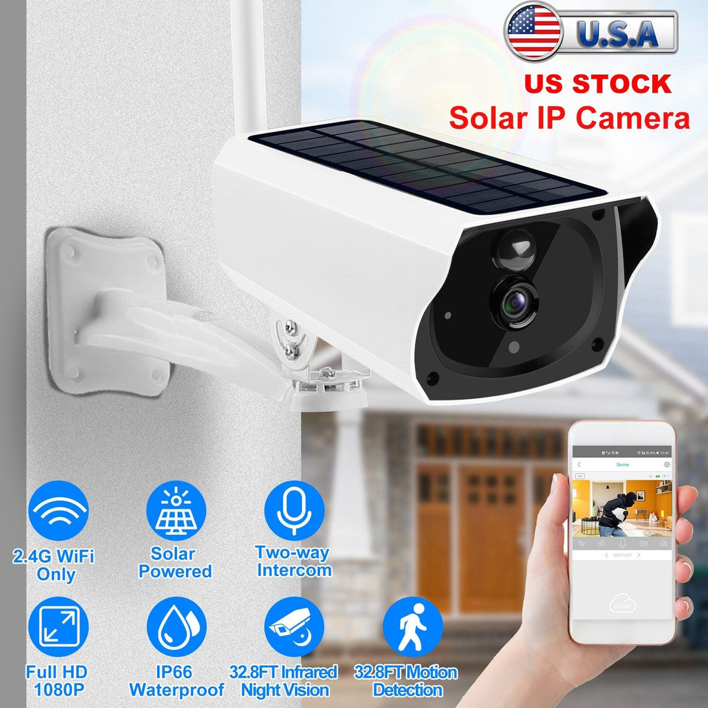 1080P Solar Powered WiFi IP Camera Two-Way Intercom Security Surveillance Camera IP66 Waterproof Motion Sensor Night Vision Network Camcorder APP Cont