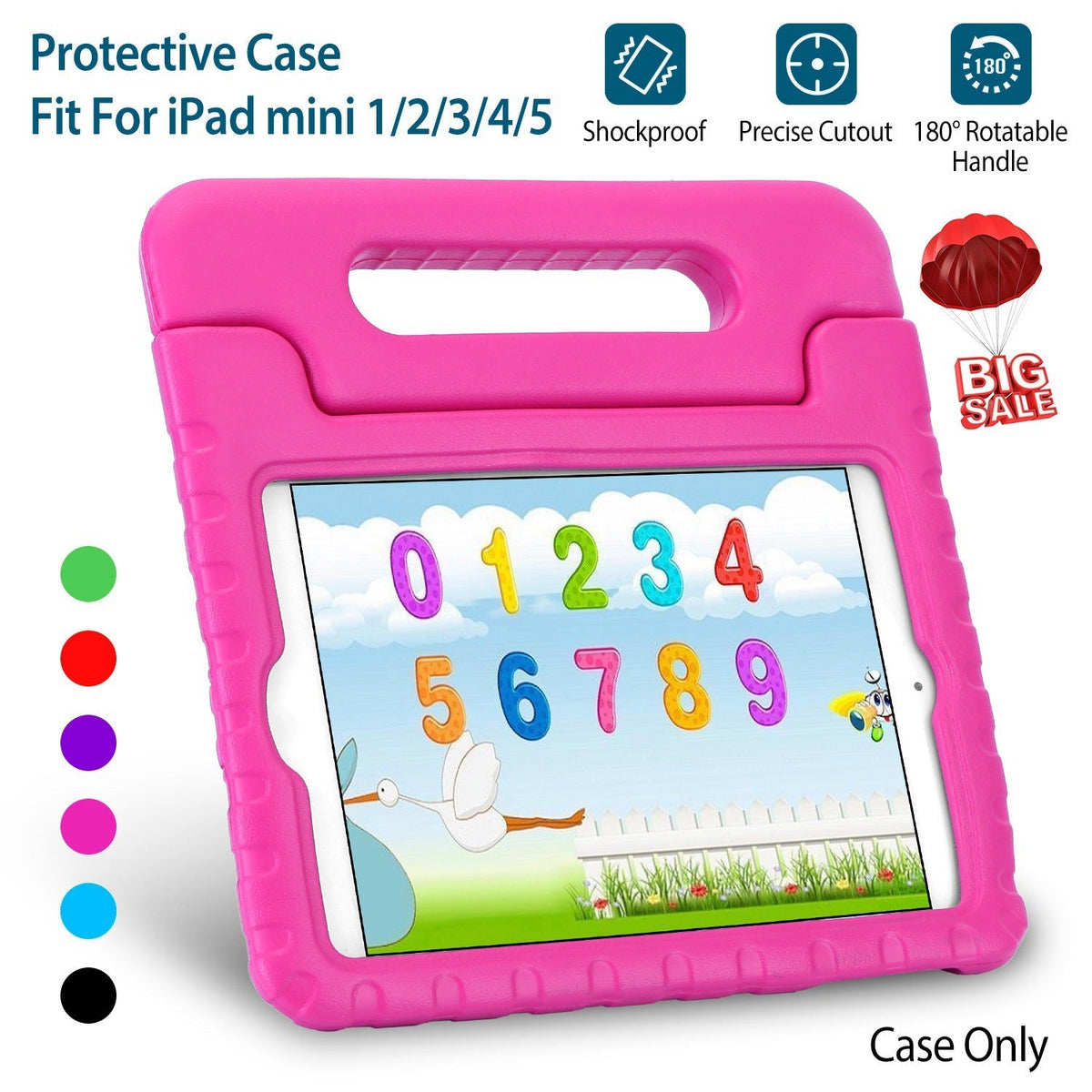 Protective Case Fit For iPad Mini 1 2 3 4 5 Shockproof Hard Kid Tablet PC Protection Cover W/ Foldable Handle