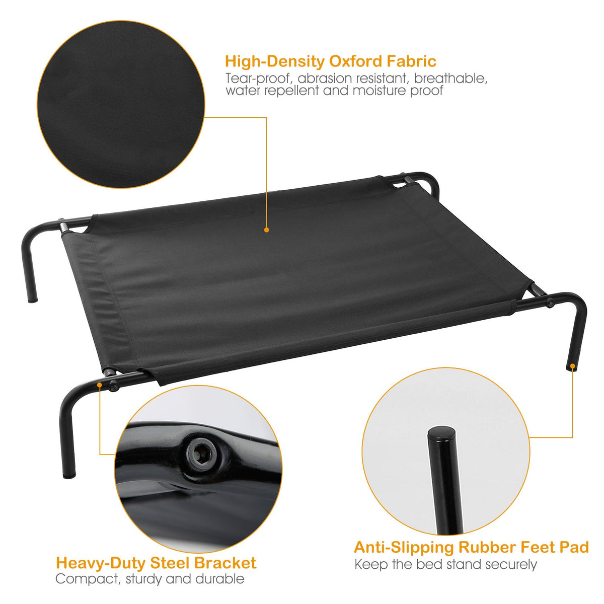 Elevated Pet Bed Dogs Cot Dogs Cats Cool Bed S/M/L Heavy-Duty Breathable Washable Indoor Outdoor Use