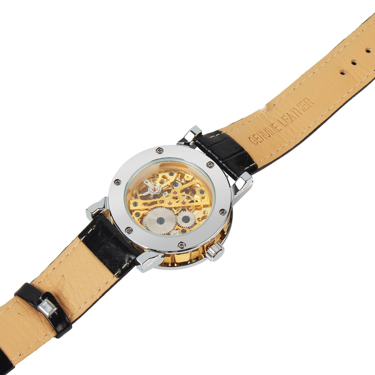 Gold Dial Skeleton Mechanical Watch
