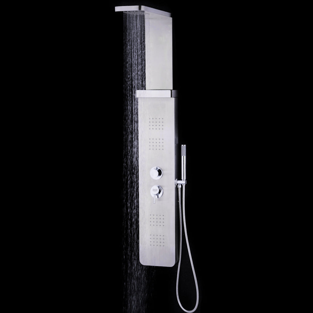 59” Stainless Steel Shower Panel with Massage Jets and Hand Shower