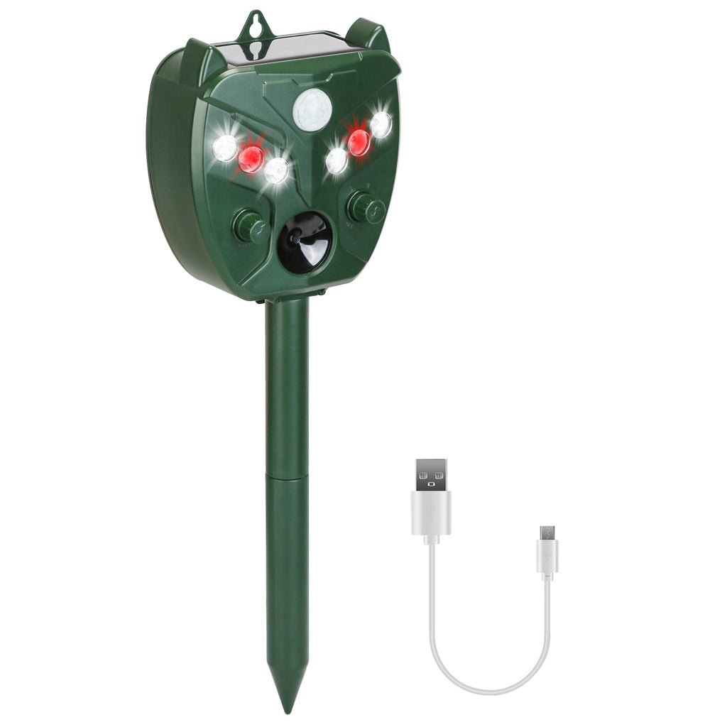 Ultrasonic Solar Animal Repeller Outdoor Mole Snake Squirrel Mouse Chaser Waterproof Bird Deer Dog Cat Deterrent with 5 Gears for Farm Garden Yard