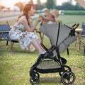5-Point Harness Lightweight Infant Stroller with Foot Cover and Adjustable Backrest-Gray